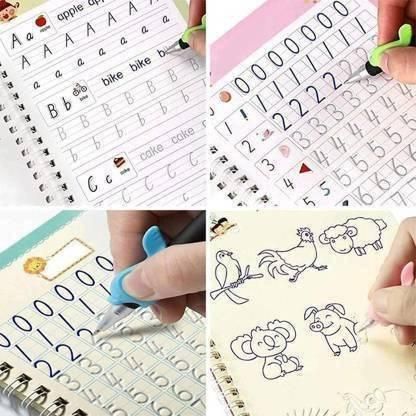 Kids Practice Book Tracing Book for Preschoolers with Pen, Magic Calligraphy Copybook Set Practical Reusable Writing Tool Simple Hand Lettering ( pack of 1)