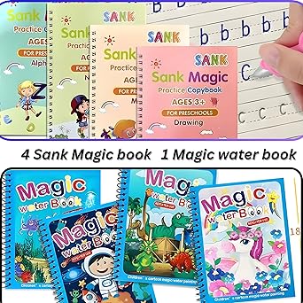 Kids Practice Book Tracing Book for Preschoolers with Pen, Magic Calligraphy Copybook Set Practical Reusable Writing Tool Simple Hand Lettering ( pack of 1)